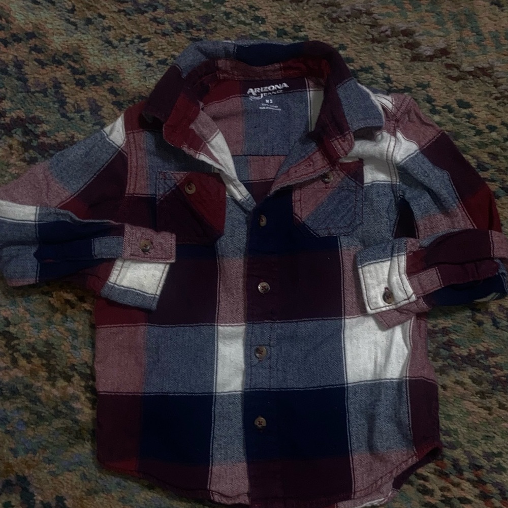 Arizona Jean Company Red and Blue Plaid Shirt